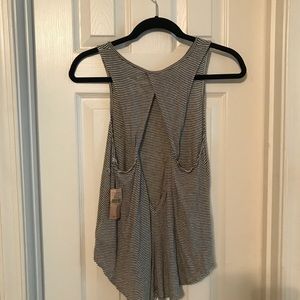 striped tank top with back cutout